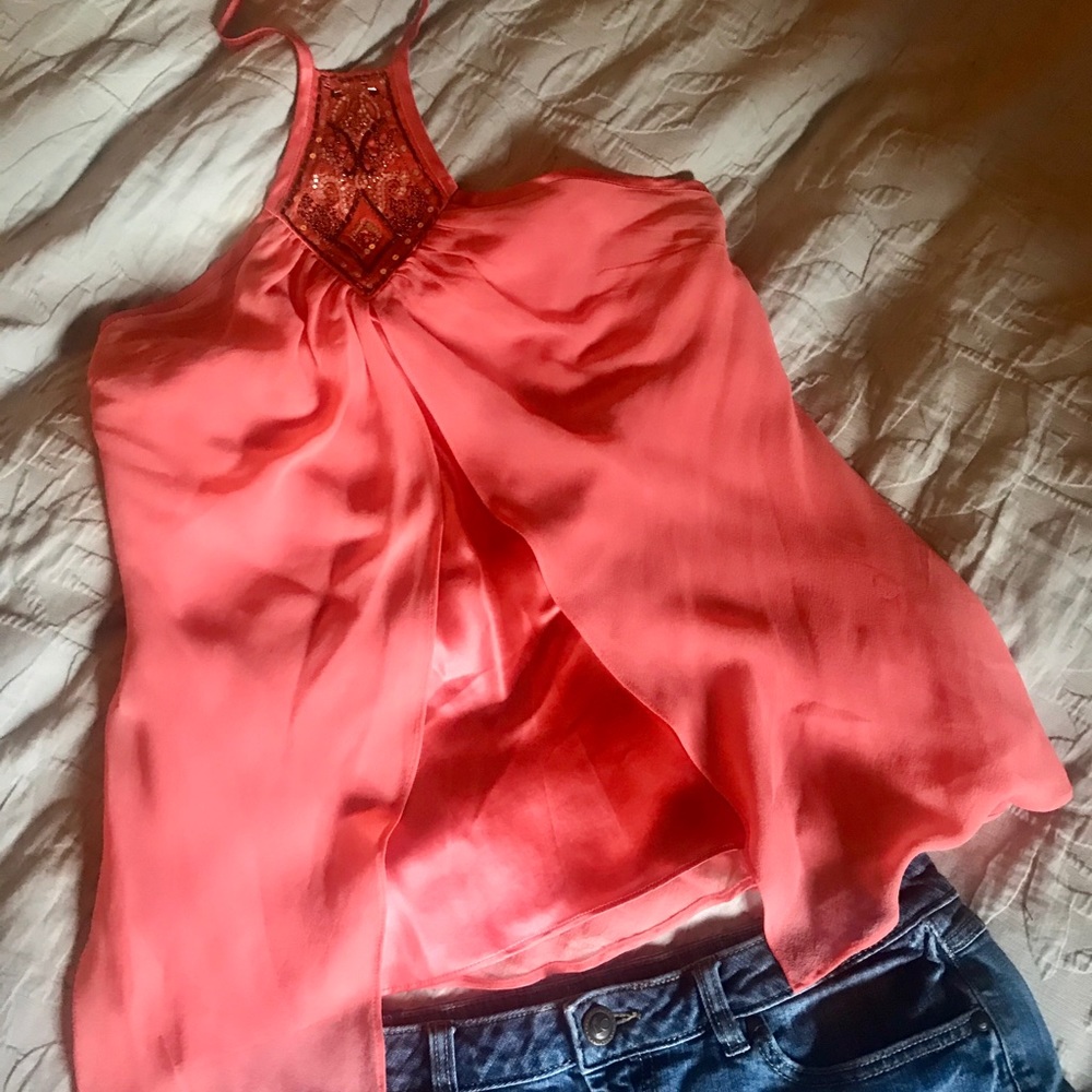 Gorgeous silk boho halter style beaded top